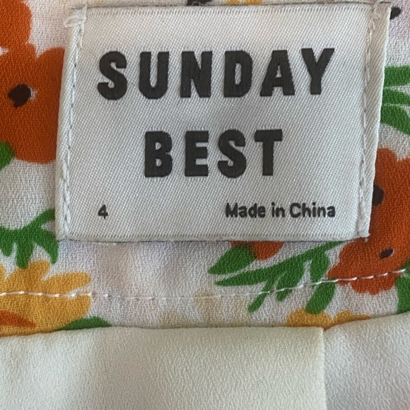 Aritzia Sunday Best Westley Short White/ Pumpkin Floral Skort Pleated Belted 4 - Picture 11 of 14